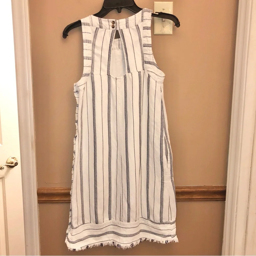 Anthropologie Akemi & Kin Claudia Sleeveless‎ Striped Linen Dress White 0